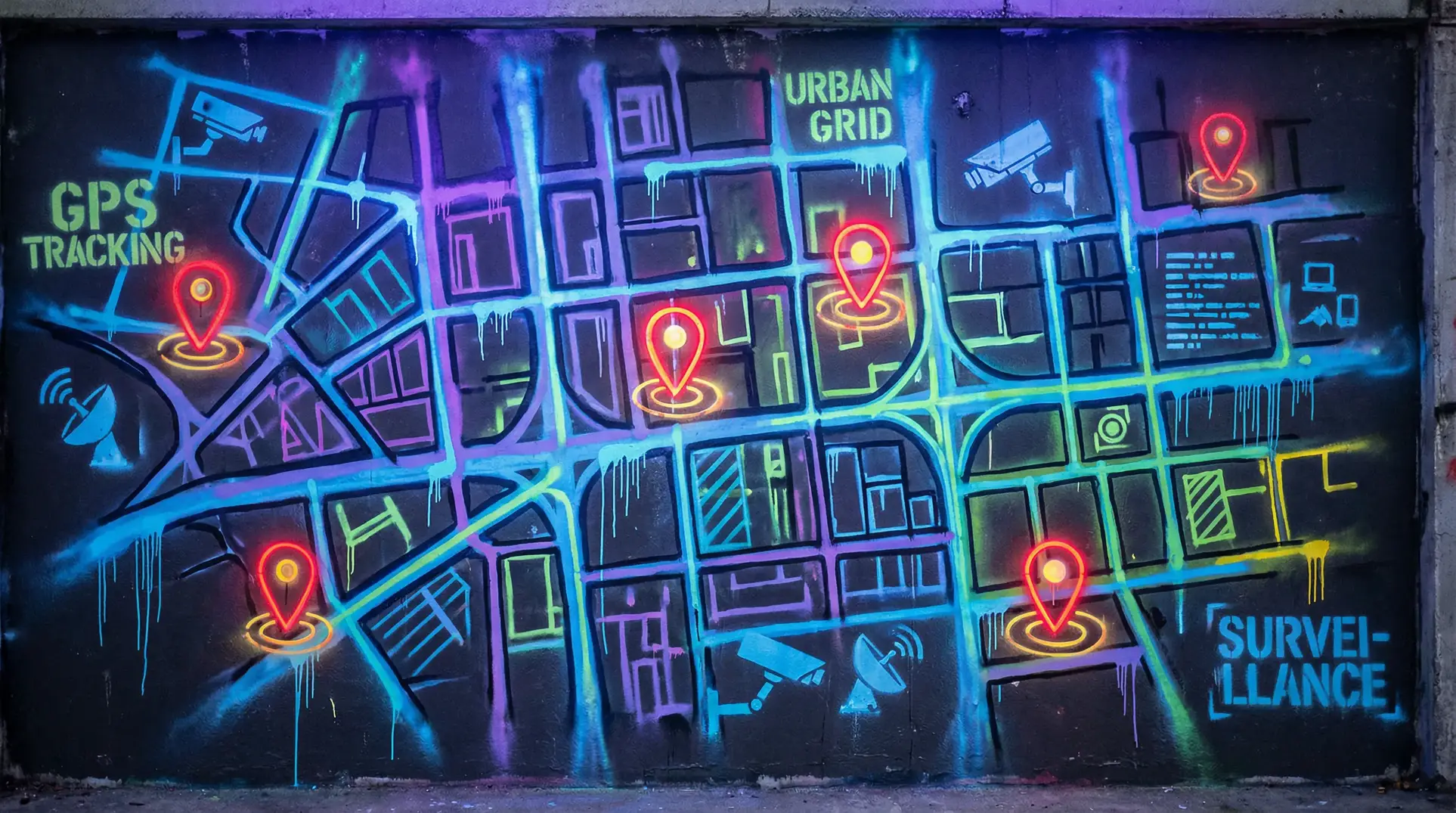 千众影院 狗仔追踪地图 - 城市涂鸦风格